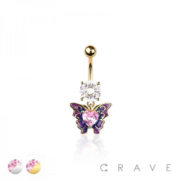 316L SURGICAL STEEL WAVY BUTTERLFY BELLY BUTTON NAVEL RING 